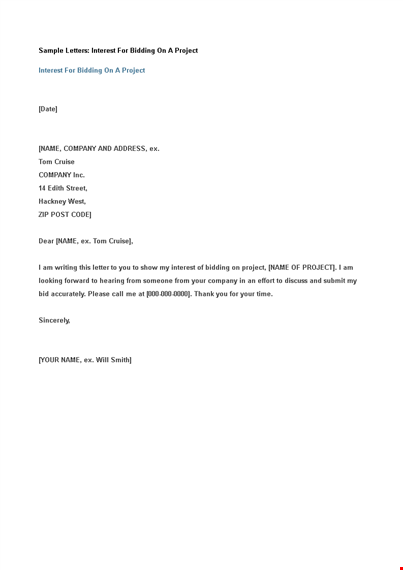 letter of interest format for project template