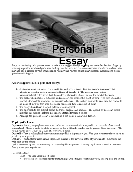 microsoft word personal essay template template