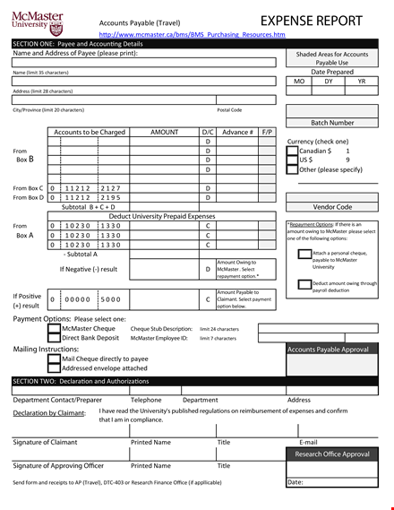 free expense report template - easily track your business expenses | mcmaster template