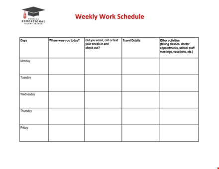 weekly work schedule template - create and manage your schedule with ease template