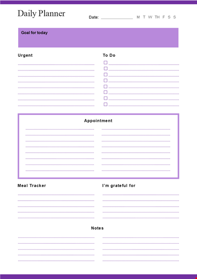 daily planner template template