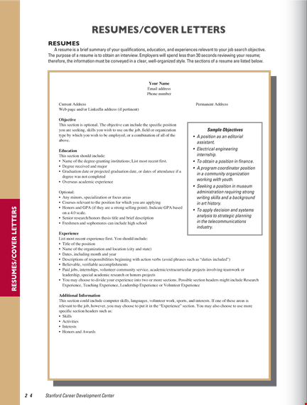 engineering resume format - create an impressive pdf resume with experience, letters, & stanford template