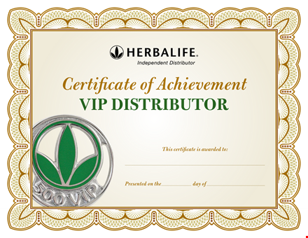 distributor certificate of achievement - earn your accredited recognition template