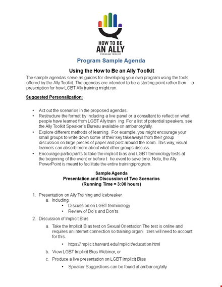 sample program agenda template