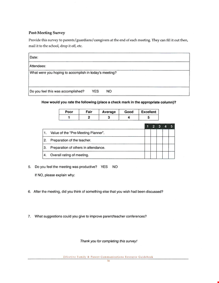 post meeting survey template - gather valuable feedback after your meetings template
