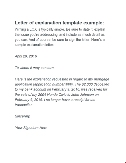 february letter of explanation | application support letter | concise and clear template