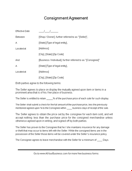 consignment agreement template