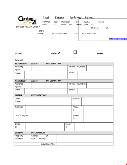 real estate referral form - connect with an agent for easy referrals template