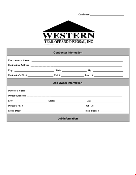 customer job | essential information for contractors and owners template