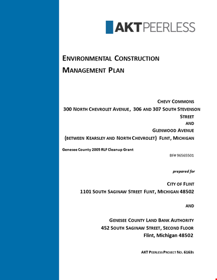 environmental construction management plan template
