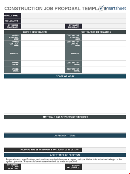 customizable job proposal template for contractors and owners template