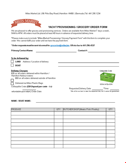 miles market provisioning order form template