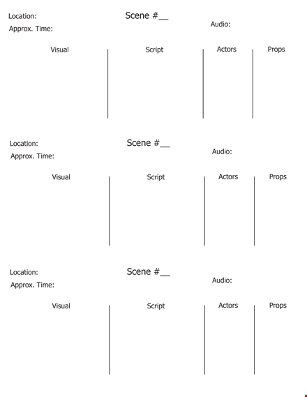 visual script storyboard template template