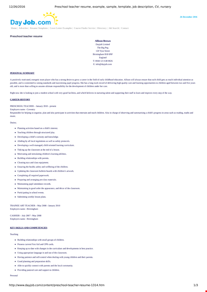 preschool bilingual teacher resume template