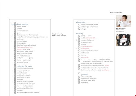 ultimate hospital bag checklist for new baby: ensuring comfort, hygiene, and warmth template