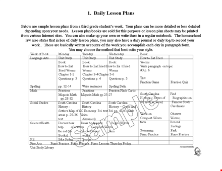 daily log lesson plan template