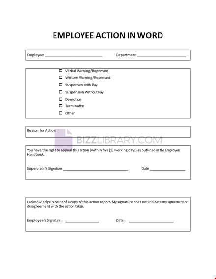 employee action plan word template