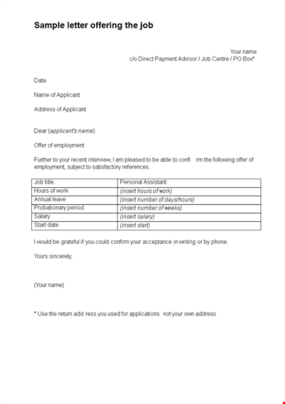job offering letter in doc template