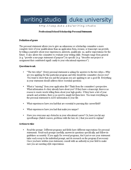 personal statement format for scholarship template