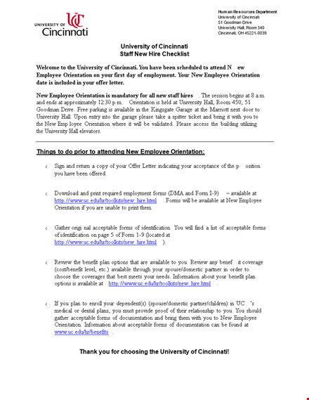 new hire checklist | ensure smooth orientation for new employees template