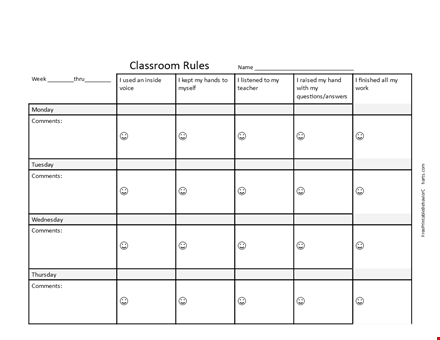 free classroom behavior chart template