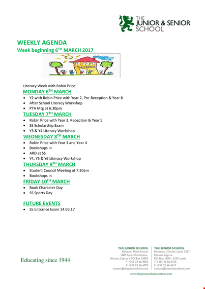weekly agenda template