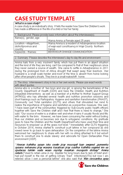 case study template for improving sanitation and health of children template