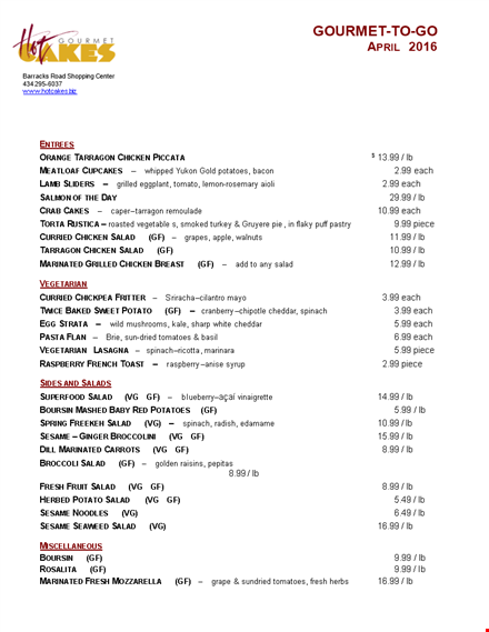 food menu order document free download template