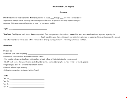 common core argumentative essay example template