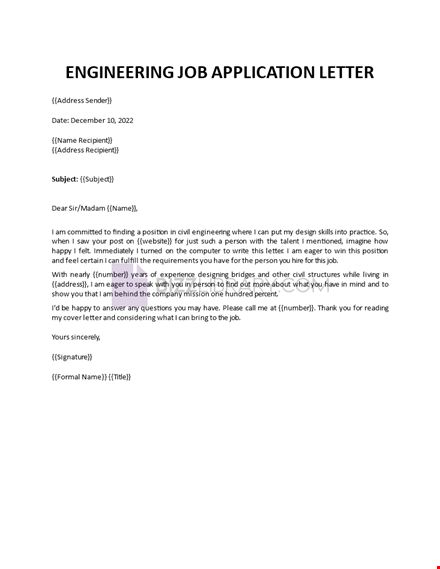 engineering job application letter template
