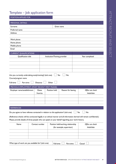 printable job application form: get application information instantly template