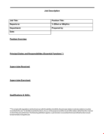 job description template - create an effective job description template