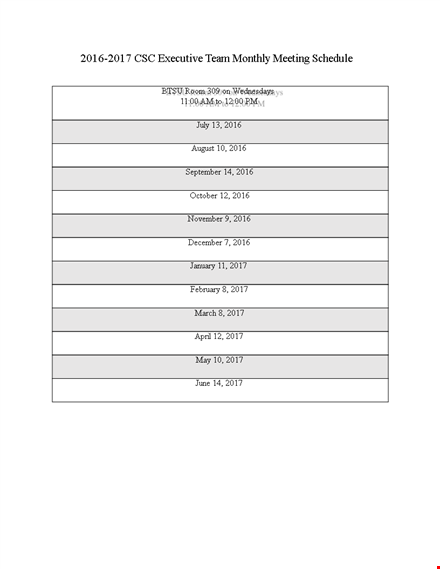 monthly team schedule template