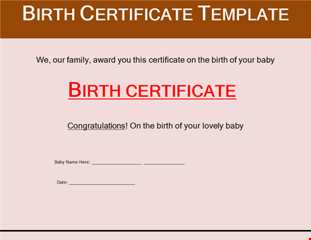 free birth certificate template template