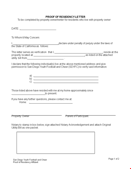 proof of residency letter for property notarization in california - verify your residency today! template