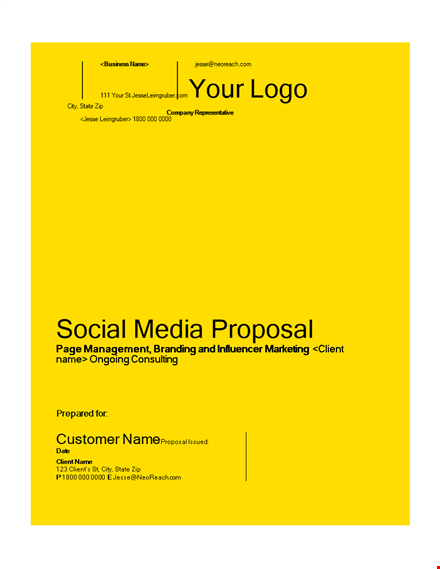 social media management proposal template template