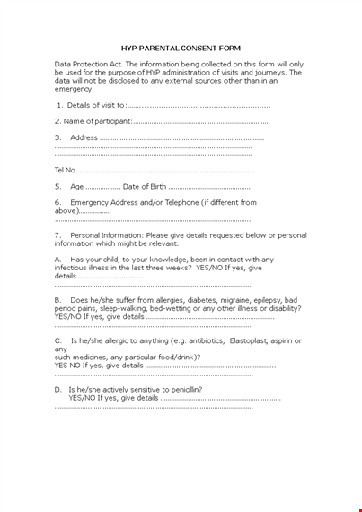 child consent form template - get detailed parental consent template
