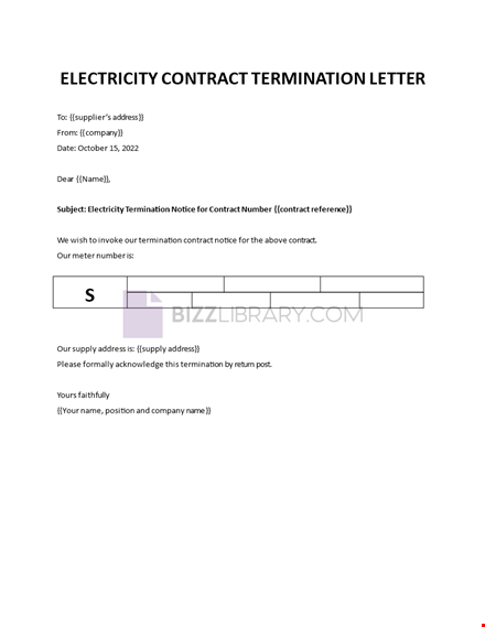 letter terminating an electricity contract template