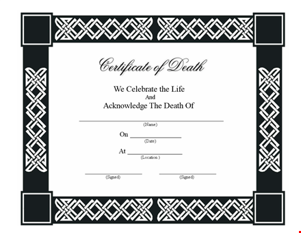 death certificate template - download printable death certificates template