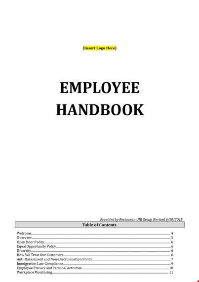 create an effective employee handbook template template