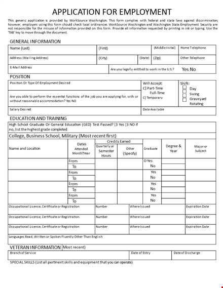 create an effective job application form | download generic template template