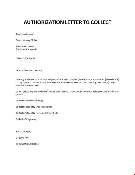 authorization letter to collect template