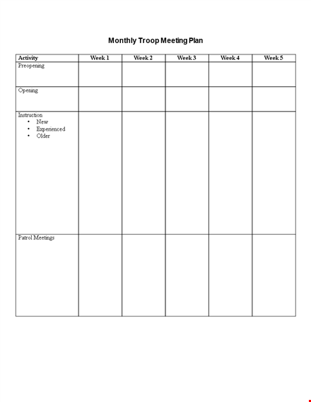 monthly meeting planning template
