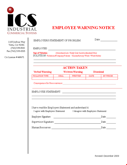 employee warning notice - protect your business with a professional statement for employers template