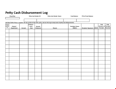 simplify petty cash management with our user-friendly log | total your petty cash receipts easily template