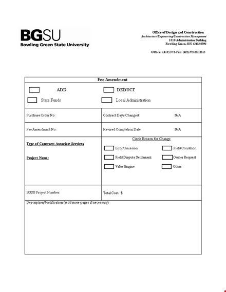 fee amendment template