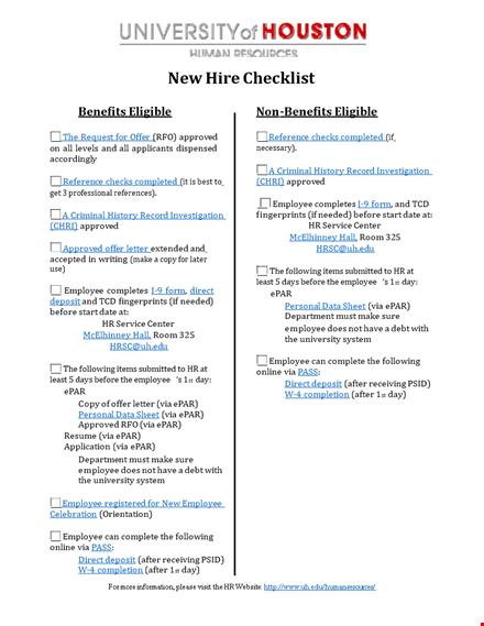 complete new hire checklist for approved employees template