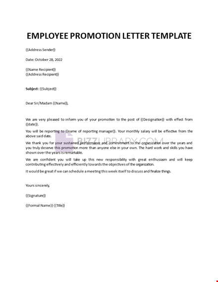 employee promotion letter template template
