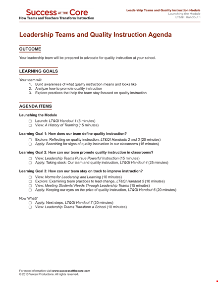 leadership team example template