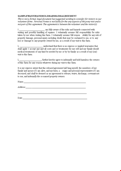 protect your interests with our hold harmless agreement template - customize now! template